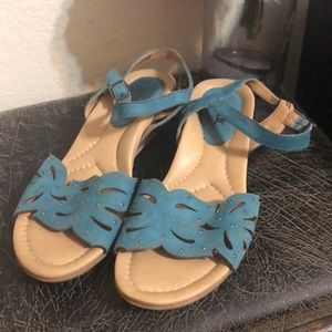 EUC Blue Suede Sandals by Earth Size 9